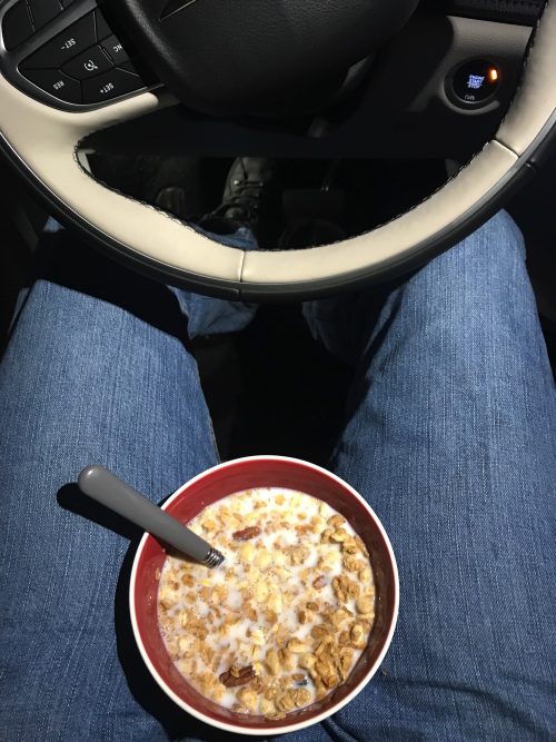 Breakfast in the car