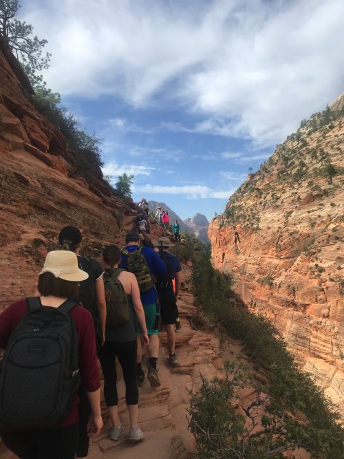 Crowded at the top of Angels Landing