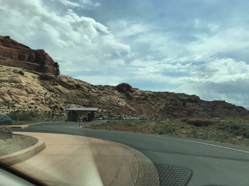 Long line for Arches National Park