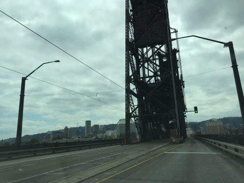 Entering Portland via an old bridge