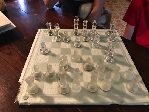 Playing chess in the morning