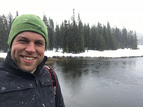 Selfie in the snow in Yellowstone