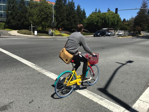 Someone on a Google bike