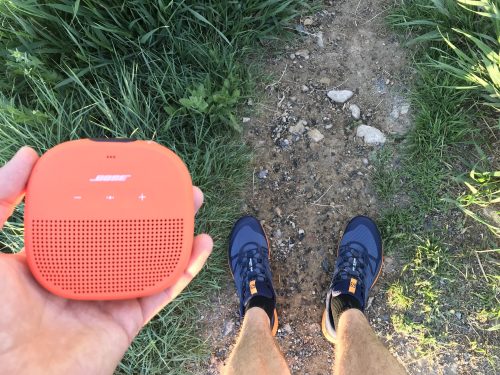 Trying out my new gadgets - trail running shoes and a portable speaker