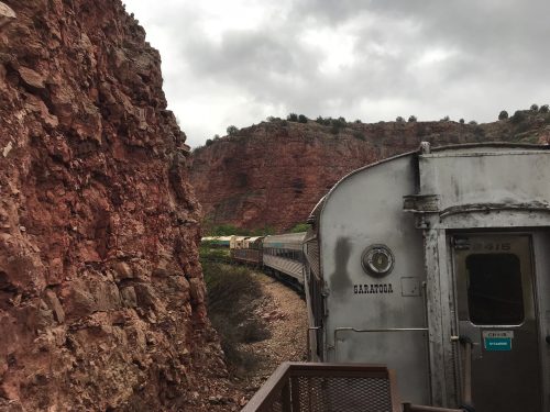 Verde Canyon train riding through the canyon