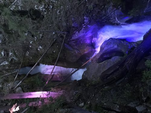 Waterfalls with coloured lamps (2)