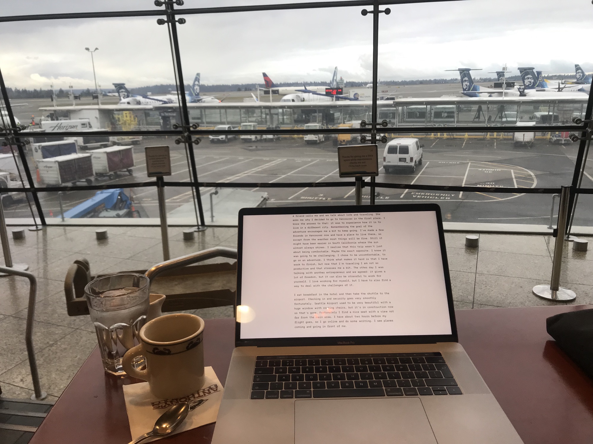 Writing at the airport