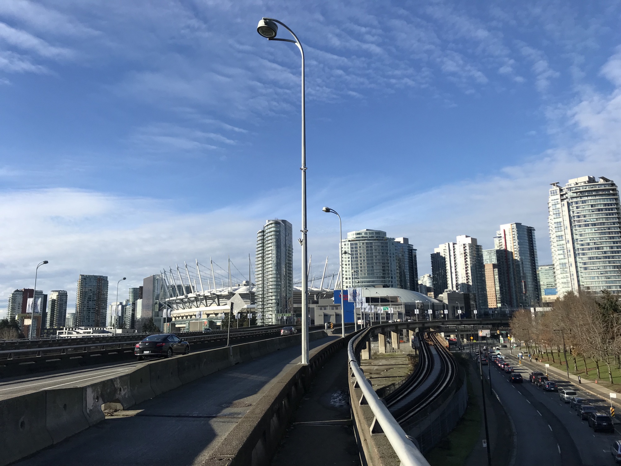 The stadium and sky scrapers of Vancouver